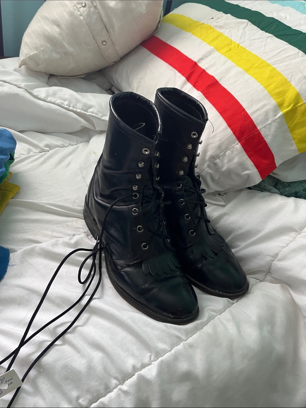 Laredo Black Lace-Up Leather Women's Ankle Boots